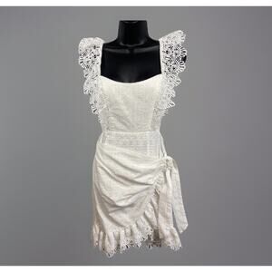 Hello Molly Milkmaid Dress Women’s 6 Mini White Lacey Coquette Romantic Femnine
